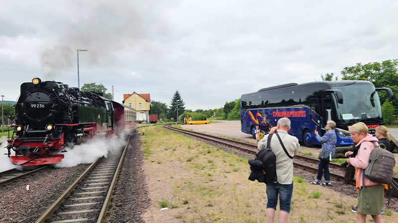 Resenärer från Tjörnarpsbuss ser ånglok i Harz – klassisk järnvägskultur möter bussresa
